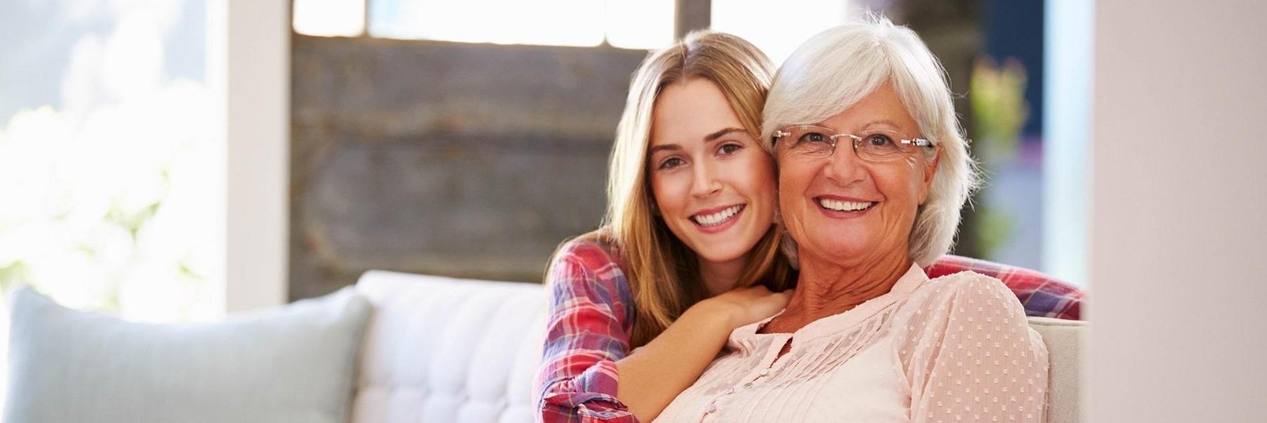 smiling mother and daughter | dentures in Apex NC